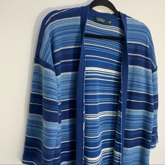 Lauren Ralph Lauren Blue Striped Cardigan - Picture 4 of 11